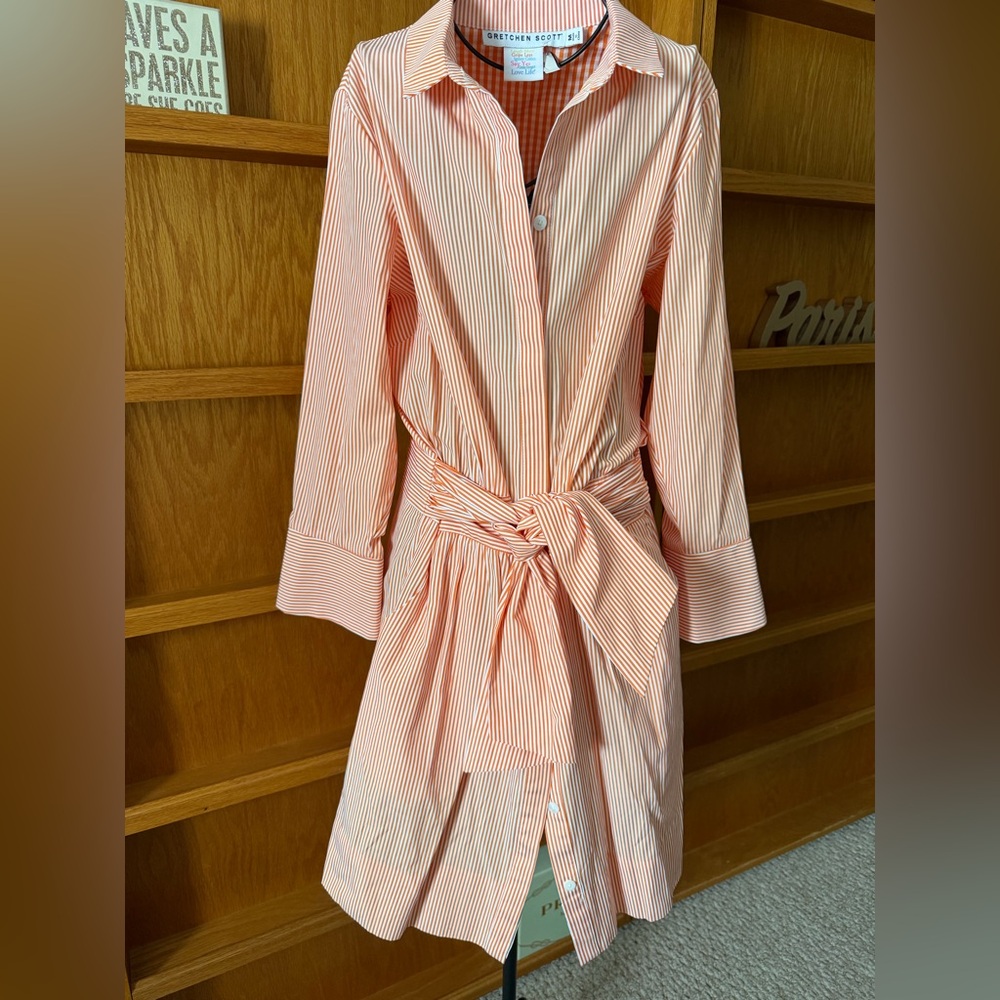 NWT Gretchen Scott Wash and Wear Breezy Blouse Dress-Stripe - Picture 6 of 9